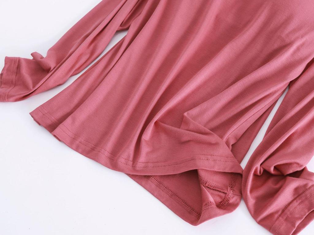 Modal Cup Integrated Long-Sleeve Women's Korean-Style Loose Pajama Top with Chest Pad