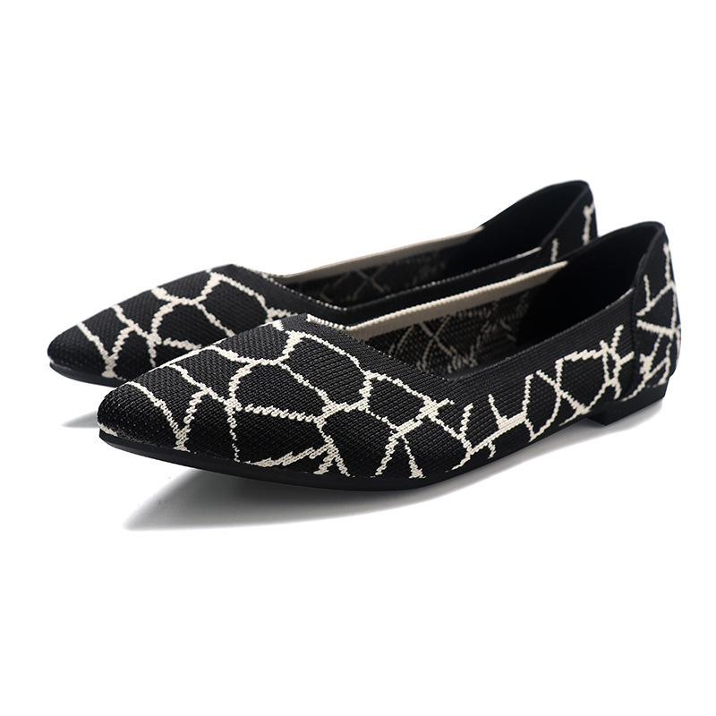 Spring and autumn flying knitting single shoes Doudou shoes flat bottom women's floating shoes boat shoes pregnant women knitted flying thread