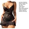 Women Nightdress V Neck Hollow Out Floral Embroidery Backless Sleeveless Slim Fit Nightwear Ruffle