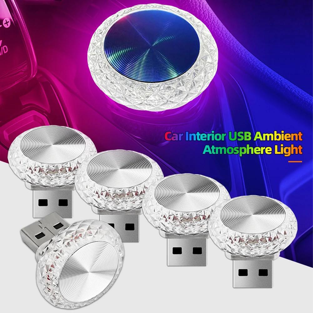 Přenosné auto USB Ambient Light Mini LED Dekorativní Atmosférické Lampy Pro Osvětlení vnitřního prostředí automobilu Osvětlení počítače Plug Play