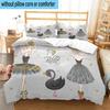 Ballerina And Swan Dance 3pcs Bedding,Including 1pc Duvet Cover And 2pcs Pillowcases Perfect for Christmas,Ideal for Bedroom, Dormitory