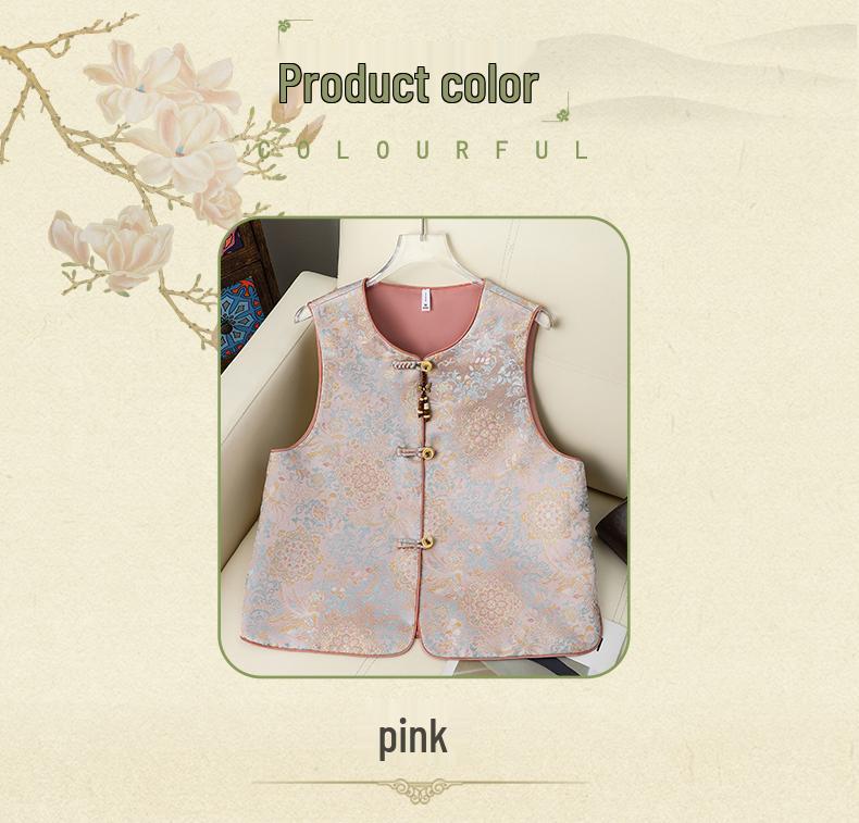 2026 Women's Chinese National Style Jacquard Vest and Shawl Jacket with Frog Buttons