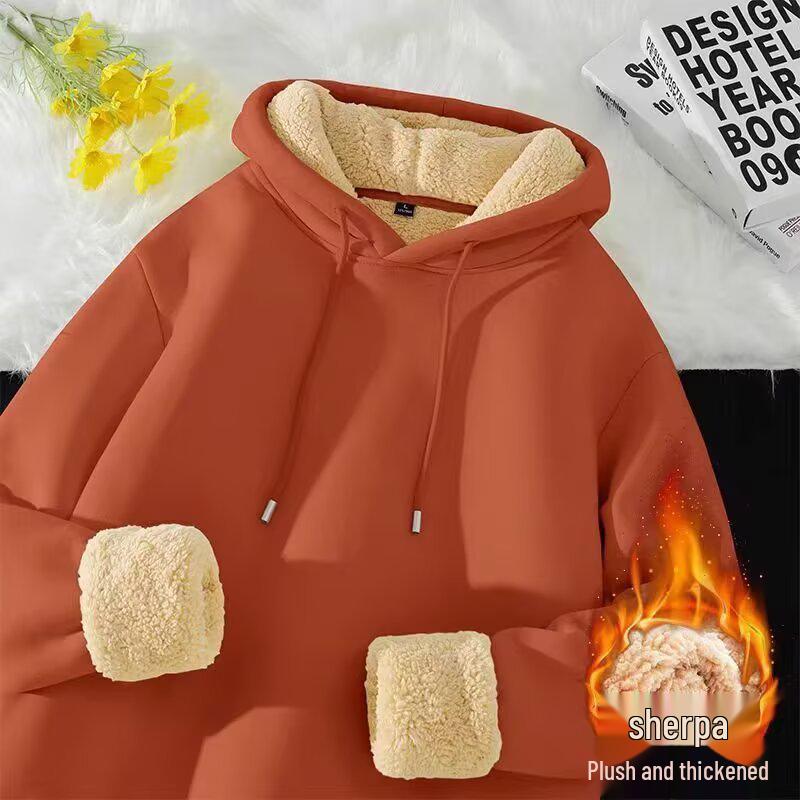 Men's Lambswool Hoodie - Autumn/Winter 2025 Unisex Style, Plus Velvet Thick Heavyweight Jacket