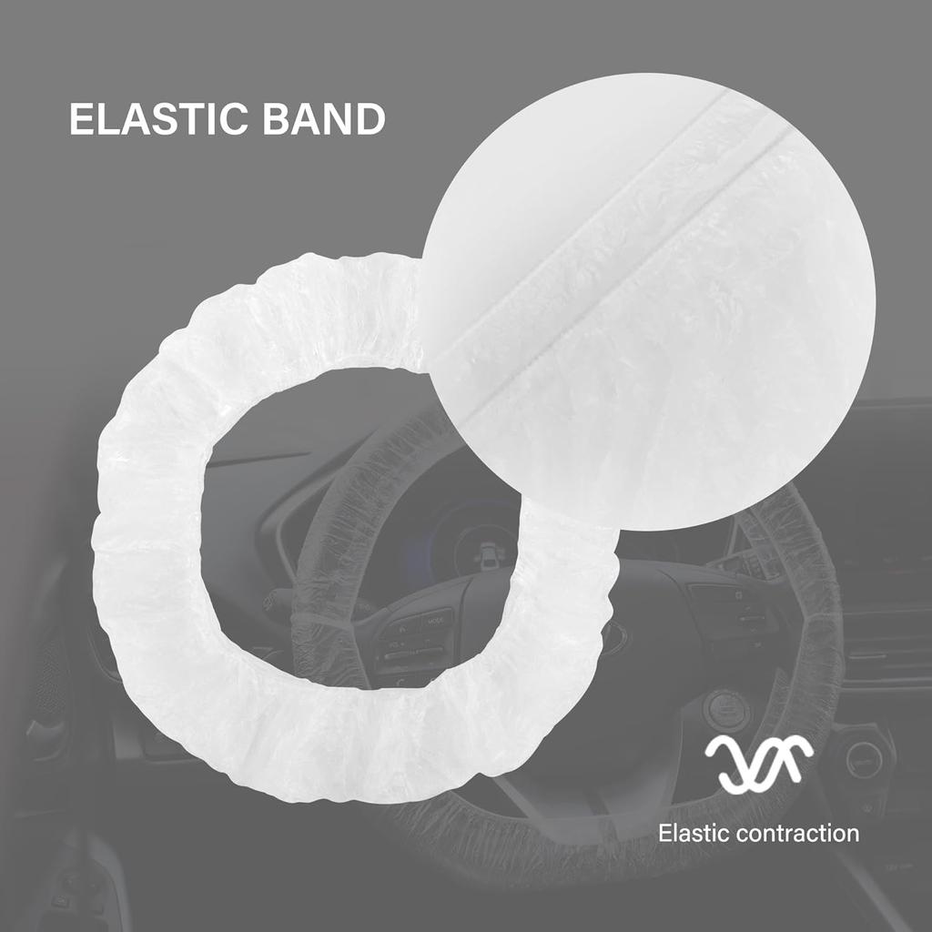 100PCS Disposable Steering Wheel Covers,Disposable Steering Wheel Protector with Elastic for Avoiding Scuffs & Scratches,Universal Car Steering Wheel