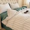 All-Cotton Chenille Jacquard 4-Piece Set: Striped Duvet Cover, Bed Sheet, Fitted Sheet - Simple Washed Cotton Design