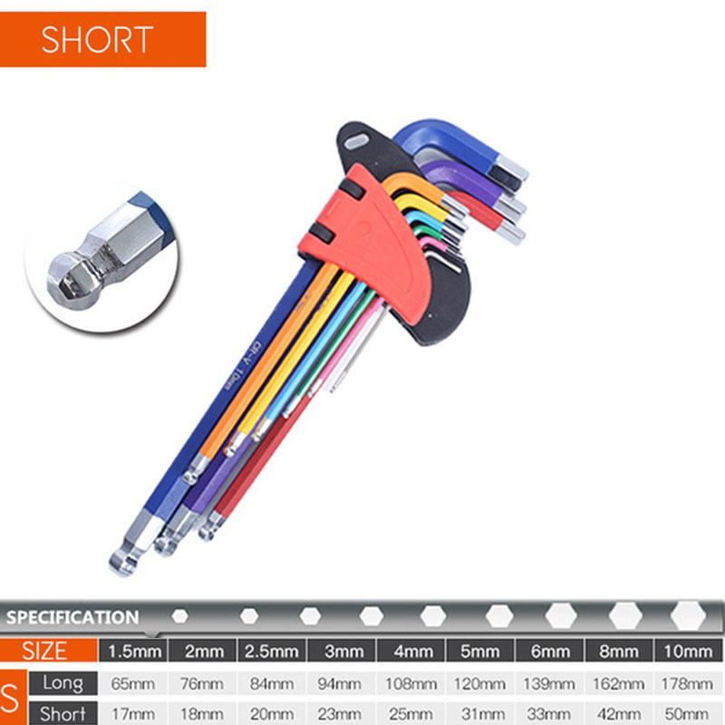 Allen Key Set L Wrench Kit For Allen Screw 9PCS Long Arm Hex Key Set 1.5mm To 10mm Hexagon Spanner Hand Tools For Bicycle Repair Thread Lock3