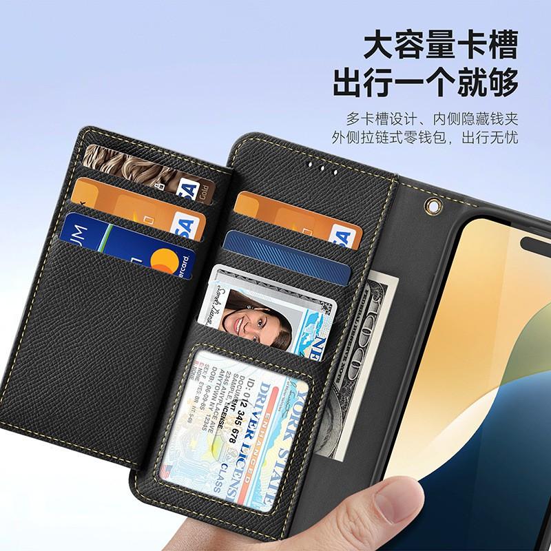 DUX Genuine Leather Magnetic Wallet Case IPhone 18 Pro 2-in-1 Protective Cover