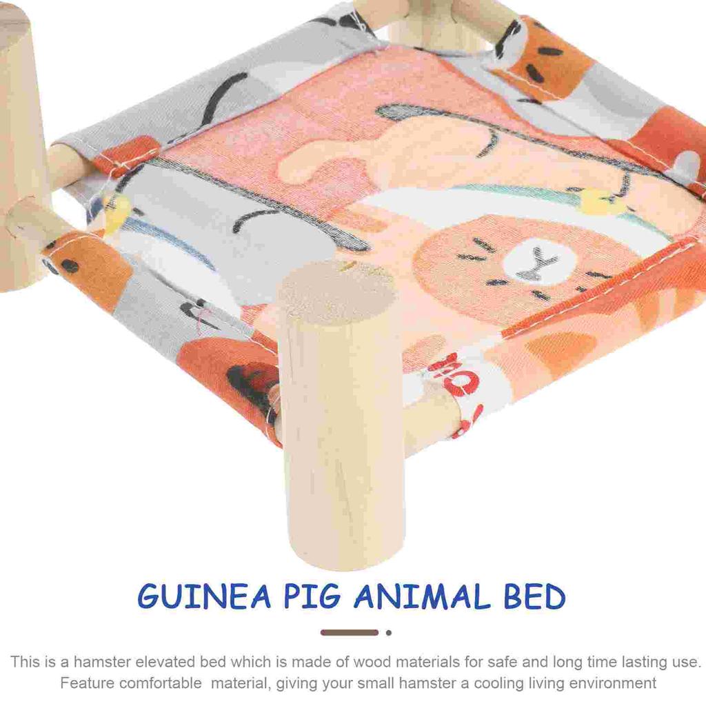 Elevated Design Small Animal Bed Guinea Pig Hammock Cat Bed Pet Sleeping Nest Cages Wooden Material Rabbit House Breathing Bed