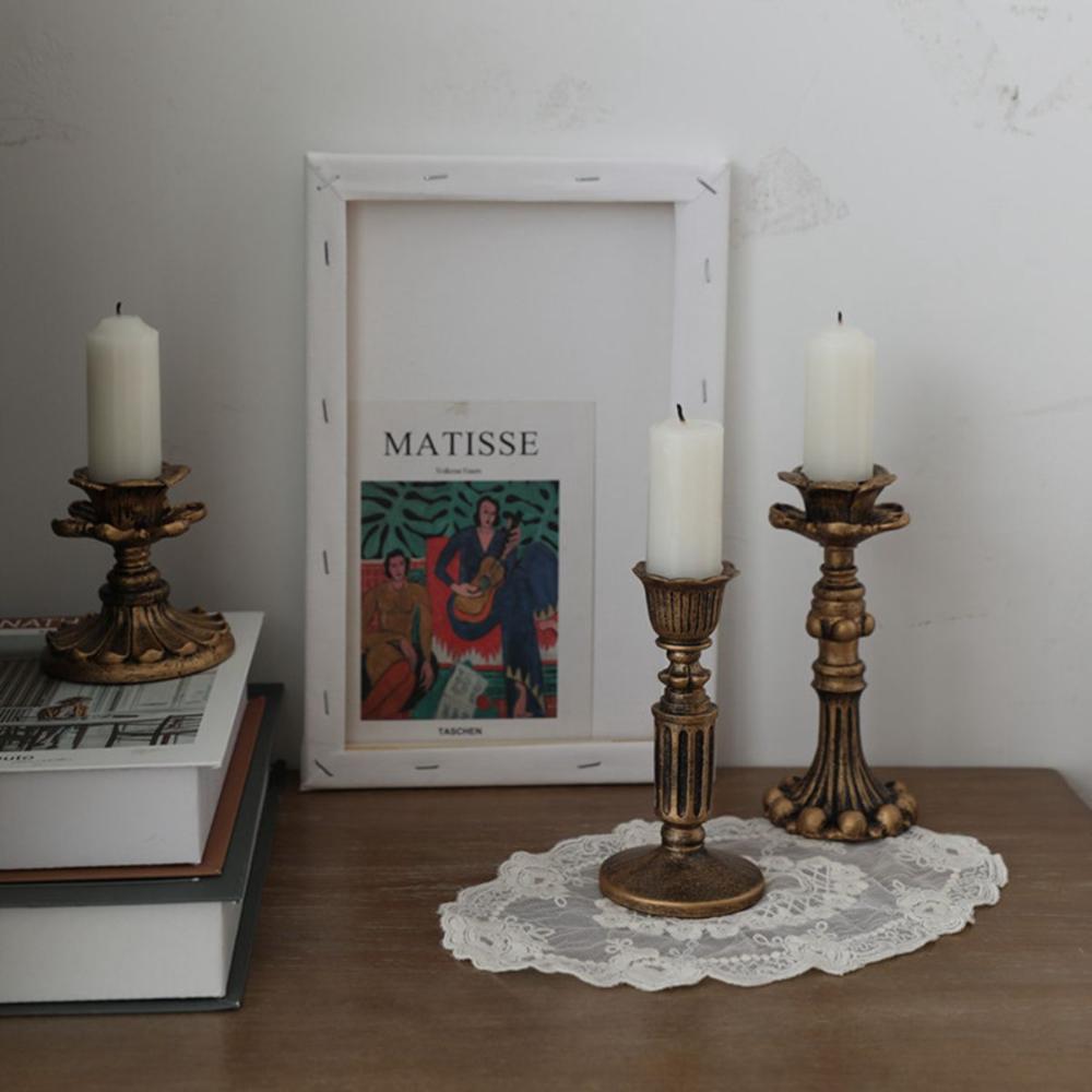 Vintage Retro Metal Taper Candle Holder Candlelight Display Candlestick Stand Candle Pillar