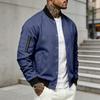 Men's Jacket with Stand Collar Long Sleeve Button Front Color Casual Cardigan Coat