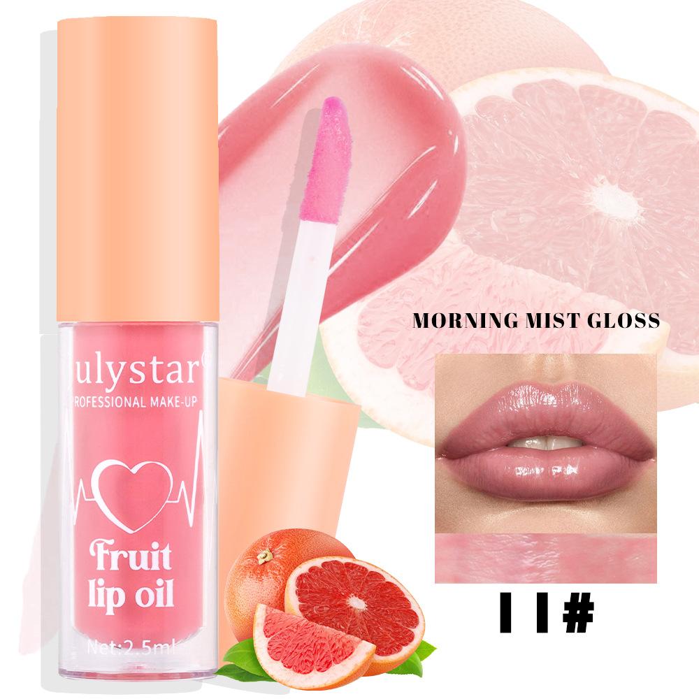 Julystar 20 Color Fruit Lip Gloss Pearlescent Dudu Lip Moisturizing and Moisturizing Mirror Water Light Temperature Changing Lip Oil