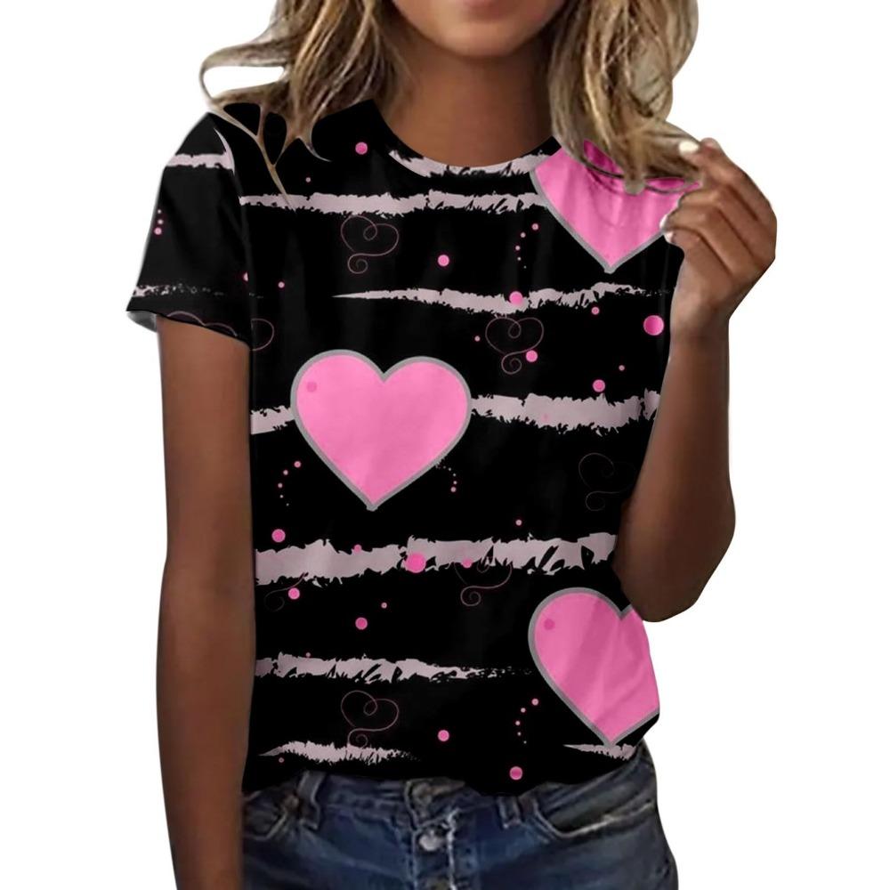 3D Printed Women's Casual Round Neck Short Sleeved T-shirt