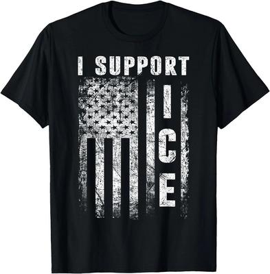 Supporto ICE, Agenti dell'Immigrazione Bandiera Americana Maglietta Vintage Top magliette Uomo Donna