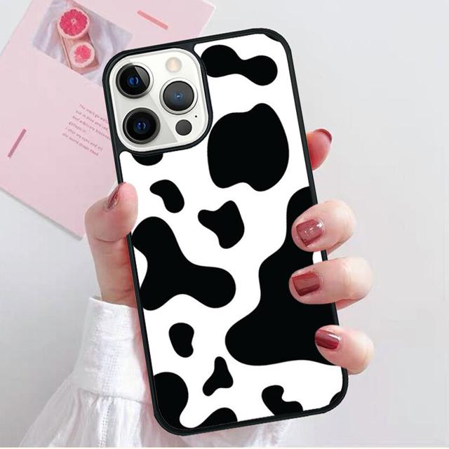 Cute Black and White Cow spots Pattern Phone Case Cover For iPhone 17 Air 15 16 Pro Max 14 13 12 11 Pro Max Plus