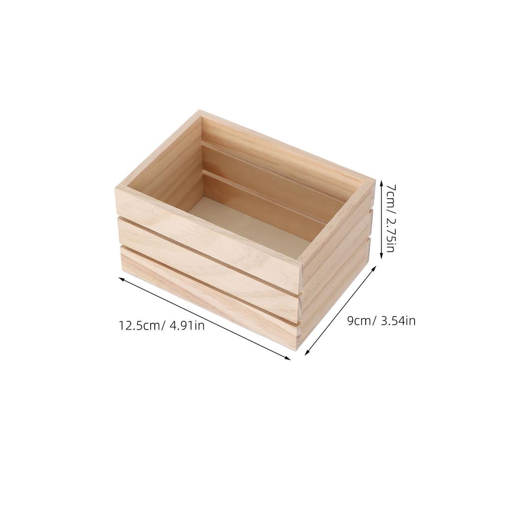 2Pcs Rustic Natural Pine Wood Crates Unpainted Large Capacity Storage Organizer Box Unfinished Decorative Farmhouse Display