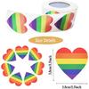 2 Roll Gay Pride Stickers Rainbow Heart Shaped Tape LGBT Sticker for Pride Parades Festival Party Decoration (1000 Pcs)