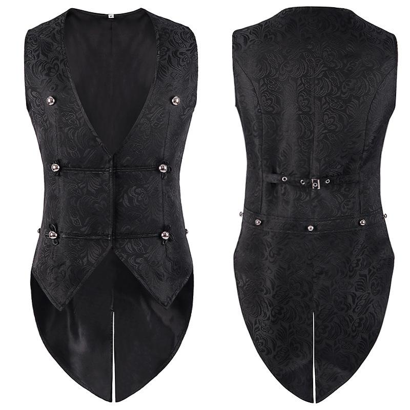 2025 Gothic Medieval Men's Vest and Waistcoat Set for Spring/Autumn - European & American Style Stage Costume