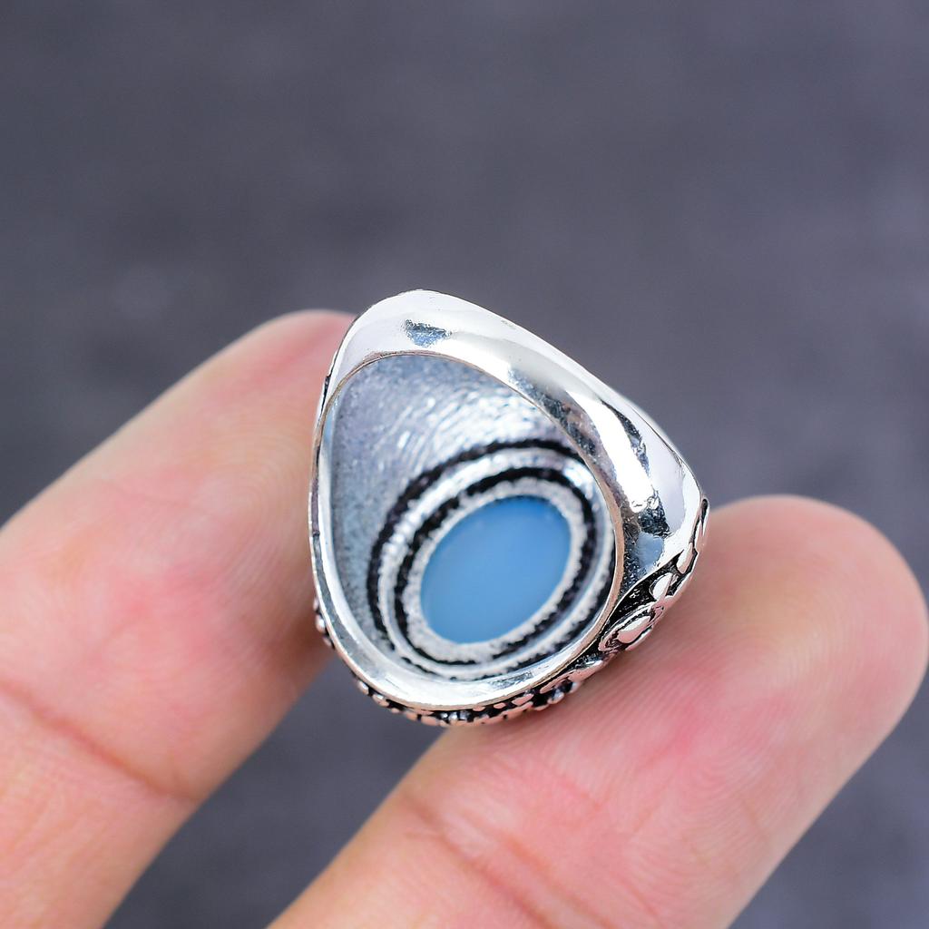 Aquamarine Handmade 925 Sterling Silver Jewelry Ring Size 6 Gift For Her K0r89