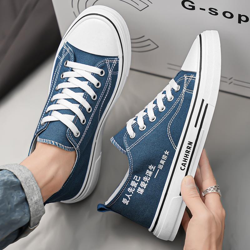 Men's Board Shoes 2025 Summer New Canvas Breathable Low-top College Style Casual Shoes Versatile Daily Sports Men's Shoes