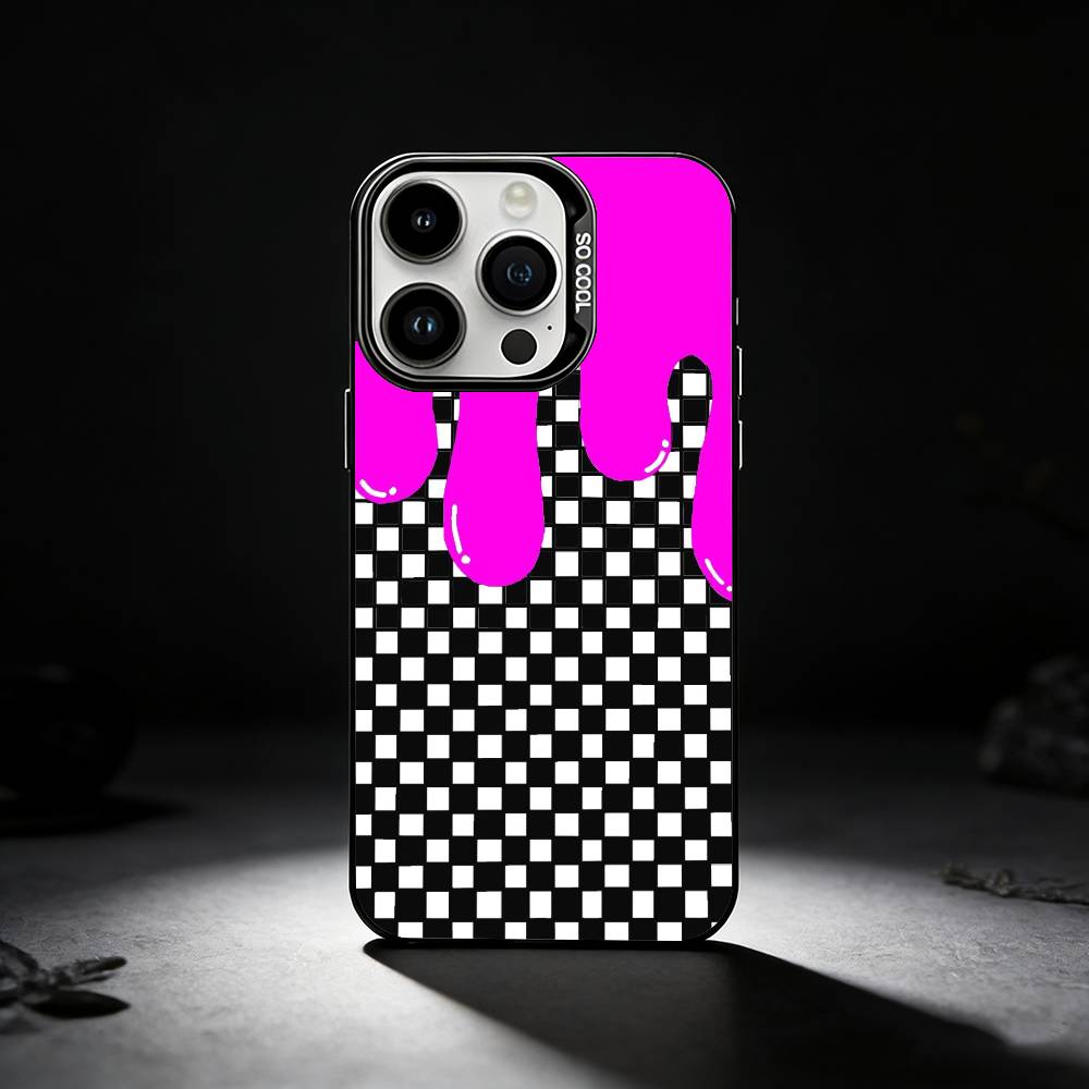checkerboard chess board Phone Case For iPhone 17,16,15,14,13,12,11 Plus,Pro Max,XS,Colored silver phone case
