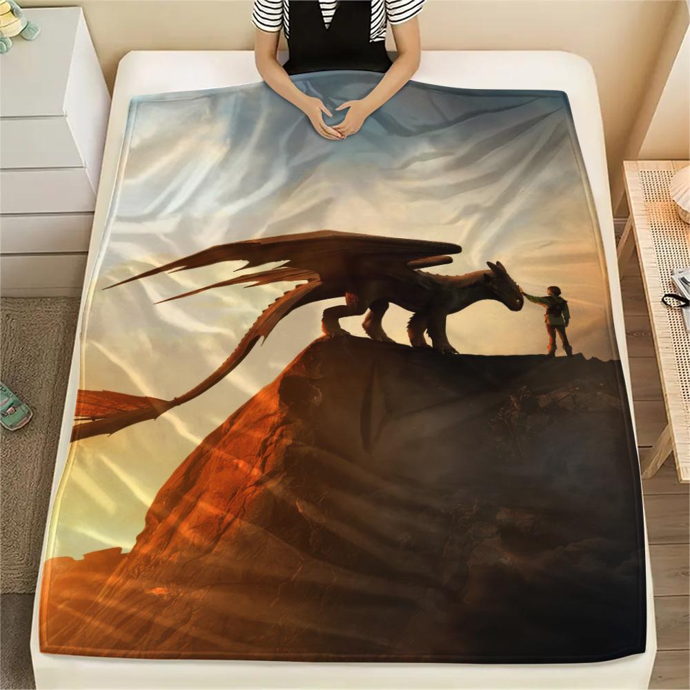 How To Train Your Dragon Hiccup & Toothless Flannel Blanket, High Quality Comfortable for All Seasons, Home Decor, Warmth and Comfort for Gifts.