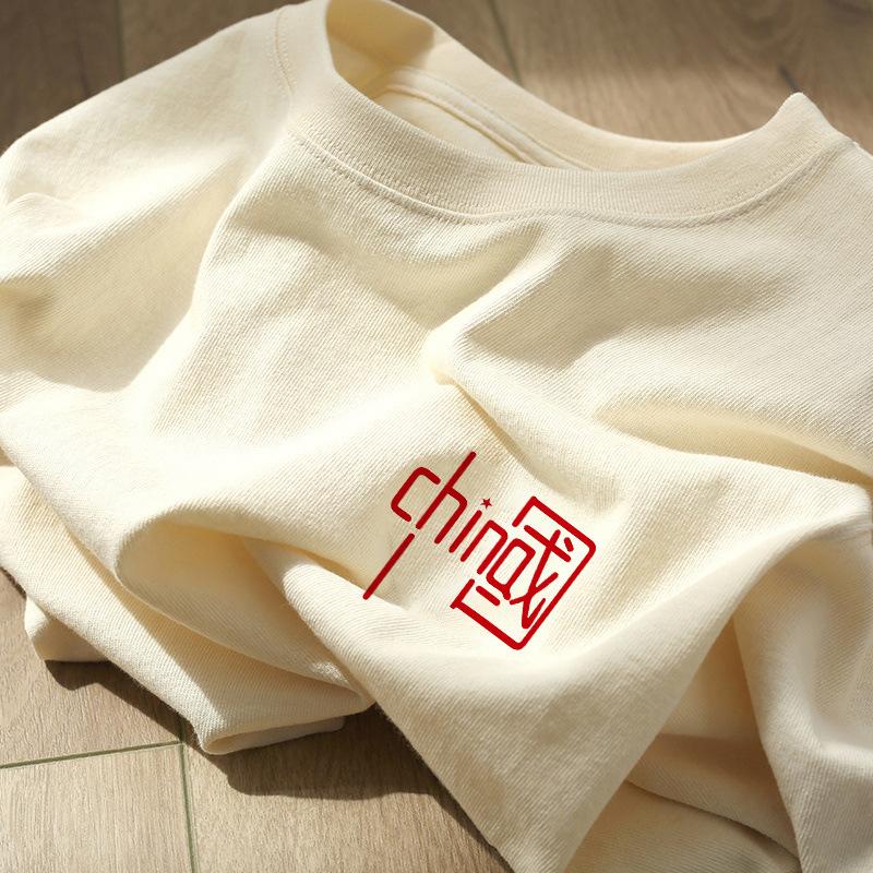 

White heavy cotton short-sleeved t-shirt women s 2025 new summer American retro high-end chic versatile top XXXL