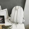 Canvas Schoolbag Solid Color Large Capacity Shoulder Bag Wear-resistant Lightweight Backpack