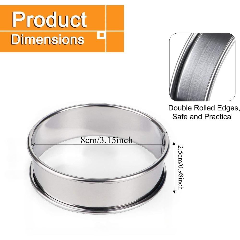 12 Pieces Muffin Ring Double Rolled Tart Rings Stainless Steel Round Muffin Rings Metal Molds for Making Crumpet Muffin