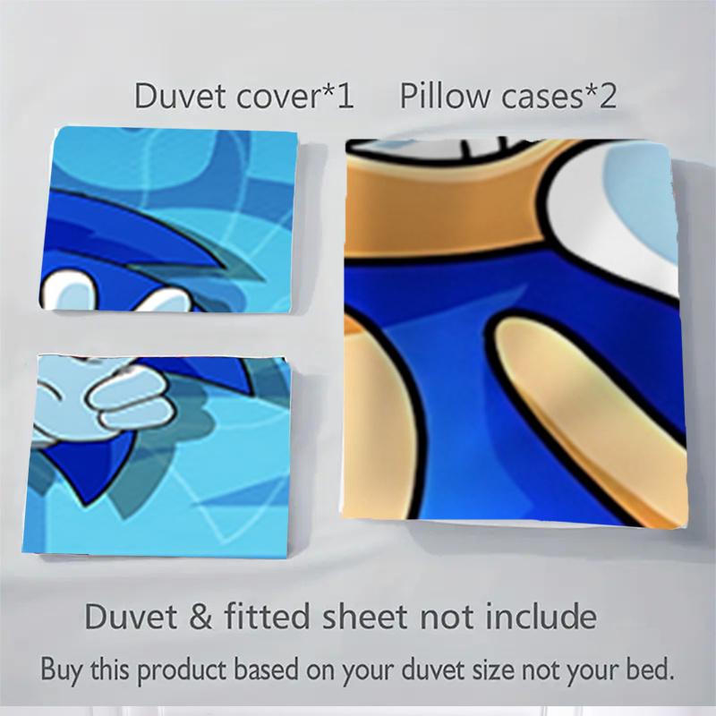 3pcs Sonic The Hedgehog Home Decor Bedding Set-Universal Three-Piece Suit for Bedroom, Guest Room, Living Room, Hotel-Perfect Gift for Fans,