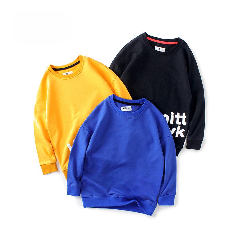 European Kids' Spring Korean-Style Sweater - Long Sleeve English Print Top for Boys