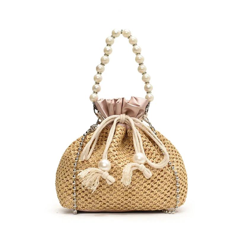 Women's Handbag  Shoulder Bag  Straw Bucket  Versatile  Handmade  Fashionable  Casual  Top Handle