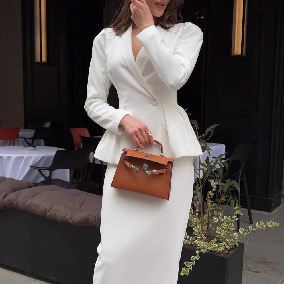 2025 Summer Women’s Casual V-Neck Top & Hip-Hugging Skirt Set