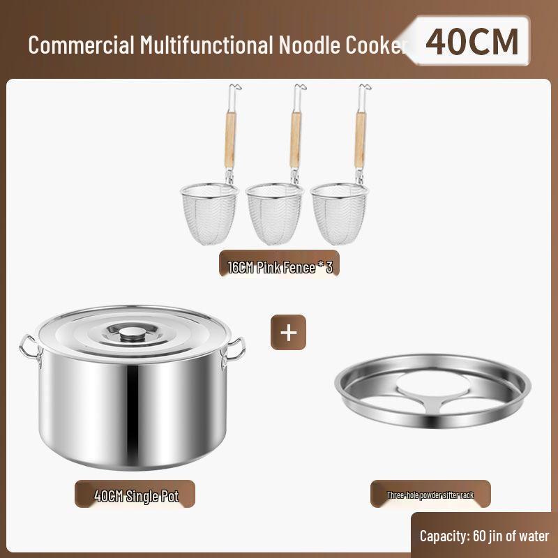 Large-Capacity Commercial Gas Noodle Cooker, Thickened Stainless Steel, Scalding Pot, Soup Barrel, Mala Tang Cooking Pot.