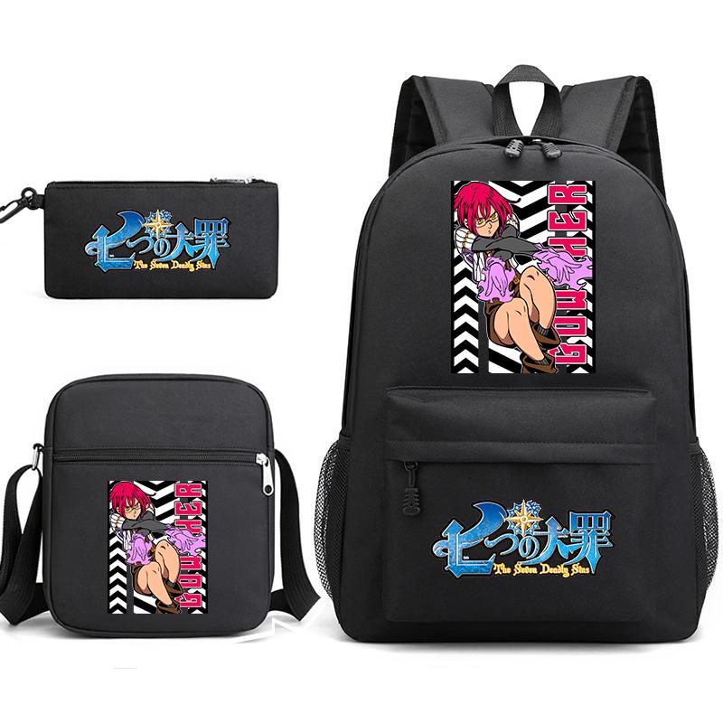 Anime The Seven Deadly Sins School Backpack Set with Shoulder Bag Pencil Case for Kids Teens Daily Bookbag