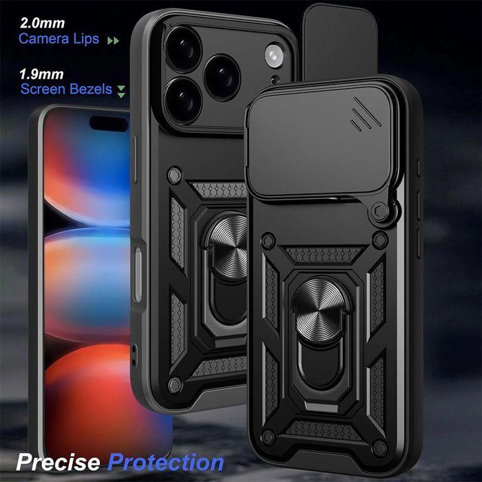 Coque de protection - E.F.CONNECTION - pour iPhone 17 Pro Max - Antichoc - Rouge - Support anneau arrière