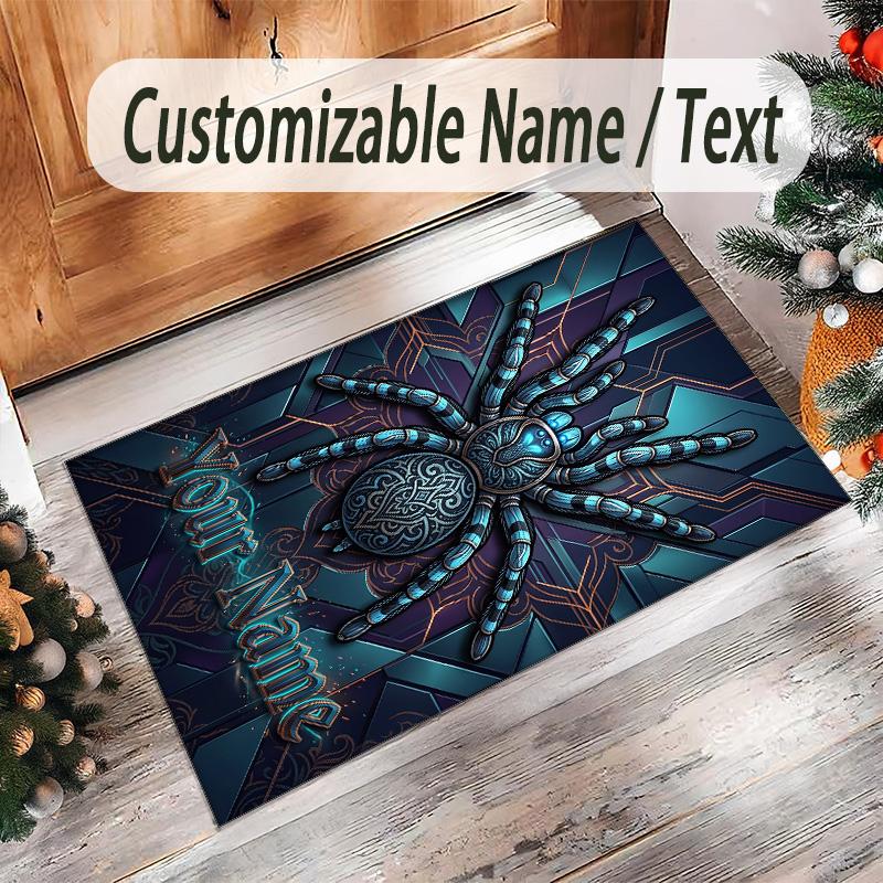 Decorative Artwork Theme Crystal Velvet Rug Personalized Custom Name Text Soft Floor Mat Home Decor