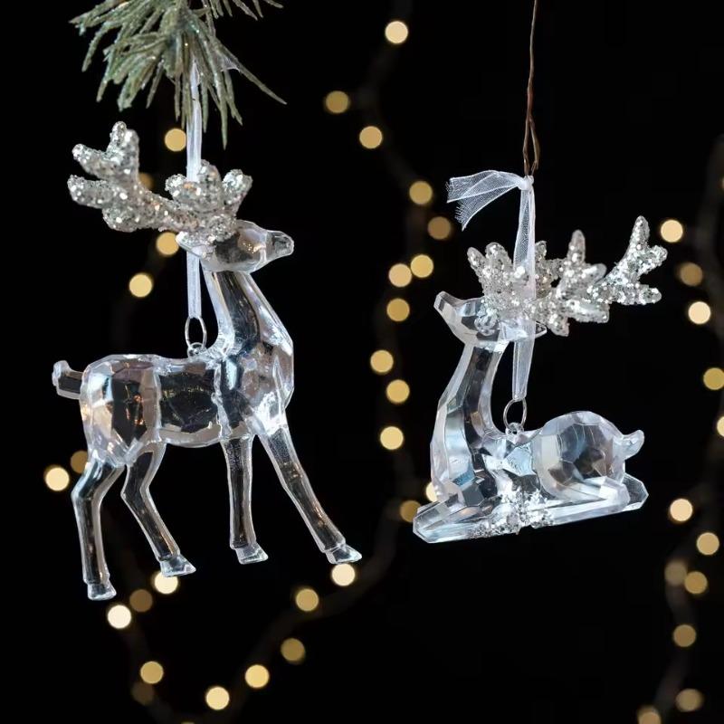Christmas Transparent Acrylic Tree Hangings - Multi-Style Pendants for Family Party & Home Christmas Decoration