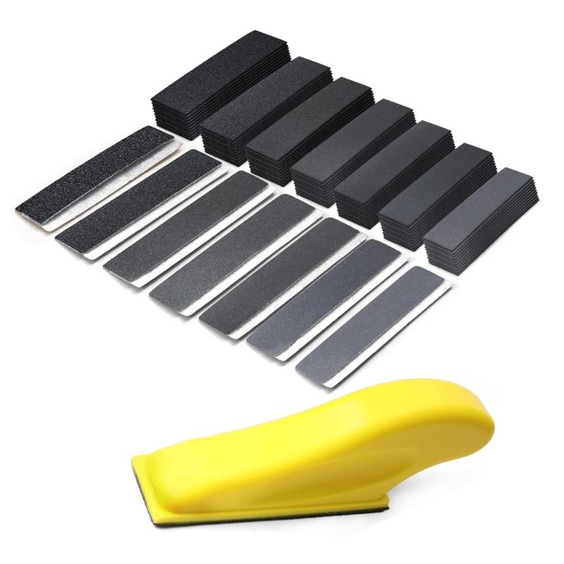 Handheld Sanding Block 71pcs Small Sander Craft Sandpaper Finger Sander Essential for Woodworking and Automotive Repair