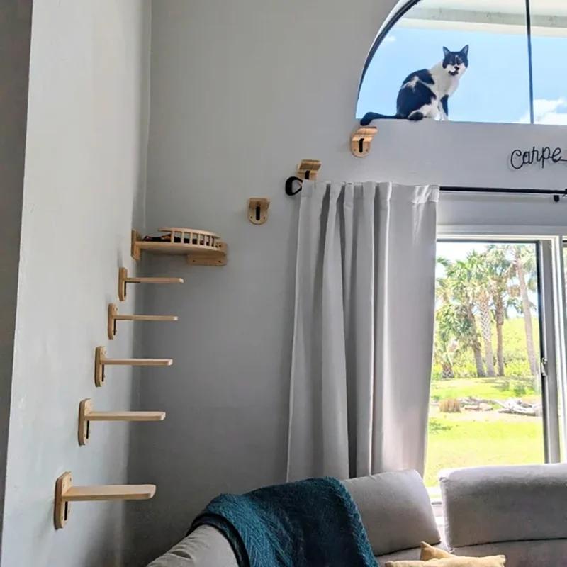 Wandmontiertes Katzenregal-Set Eck-Aussichtsplattform mit kleiner Sprungplattform zum Klettern und Schlafen für Kätzchen