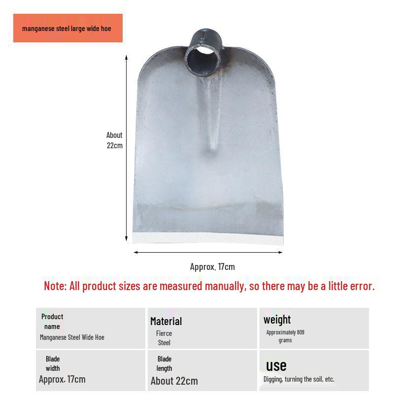 All-Steel Manganese Hoe for Outdoor Gardening and Land Reclamation