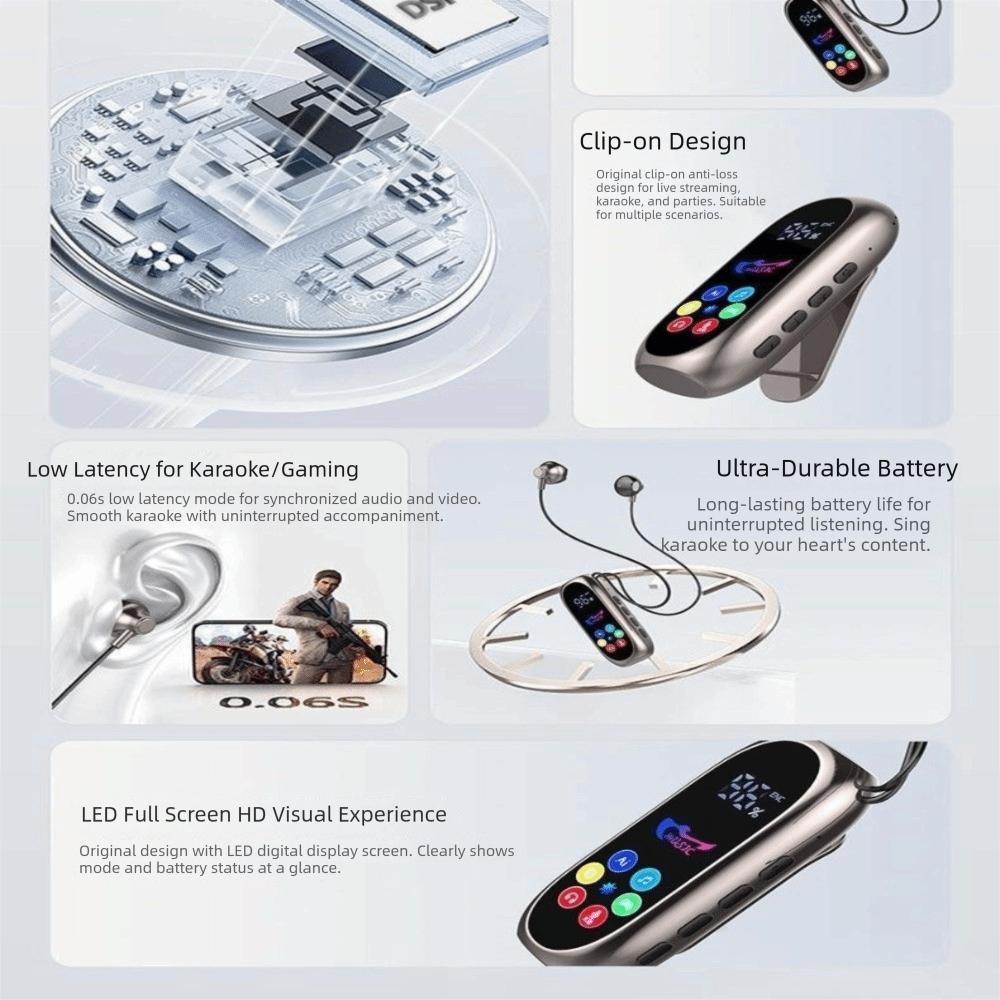 Noise Reduction Bluetooth Headphones Color Screen Wireless Earbuds Clip-On Earphones  Indoor Use