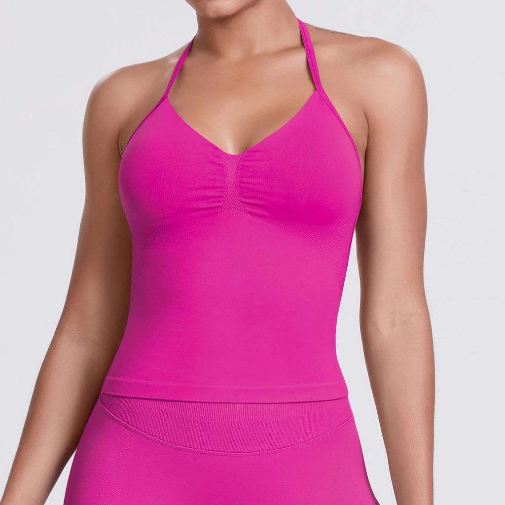 Seamless Solid Color Sexy Back Tank Top for Women - Yoga, Running, Fitness