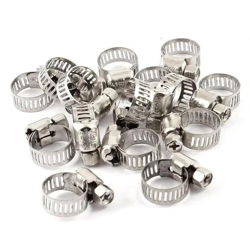 

50pcs Stainless Steel 6mm To 12mm Hose Pipe Clamps Clips Fastener.