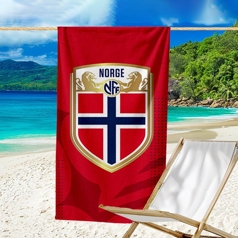 Asciugamano da Spiaggia in Microfibra con Stemma del Calcio Norvegese, Leggero e Asciugatura Rapida, per Viaggi Estivi, Essenziale per la Spiaggia, Piscina all'Aperto
