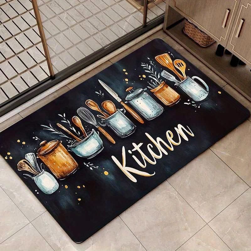 Black Stain-Resistant Kitchen Tool Carpet Kitchen Rug Soft Doormat Welcome Mat Rug For Bedroom Carpet For Live Room Home