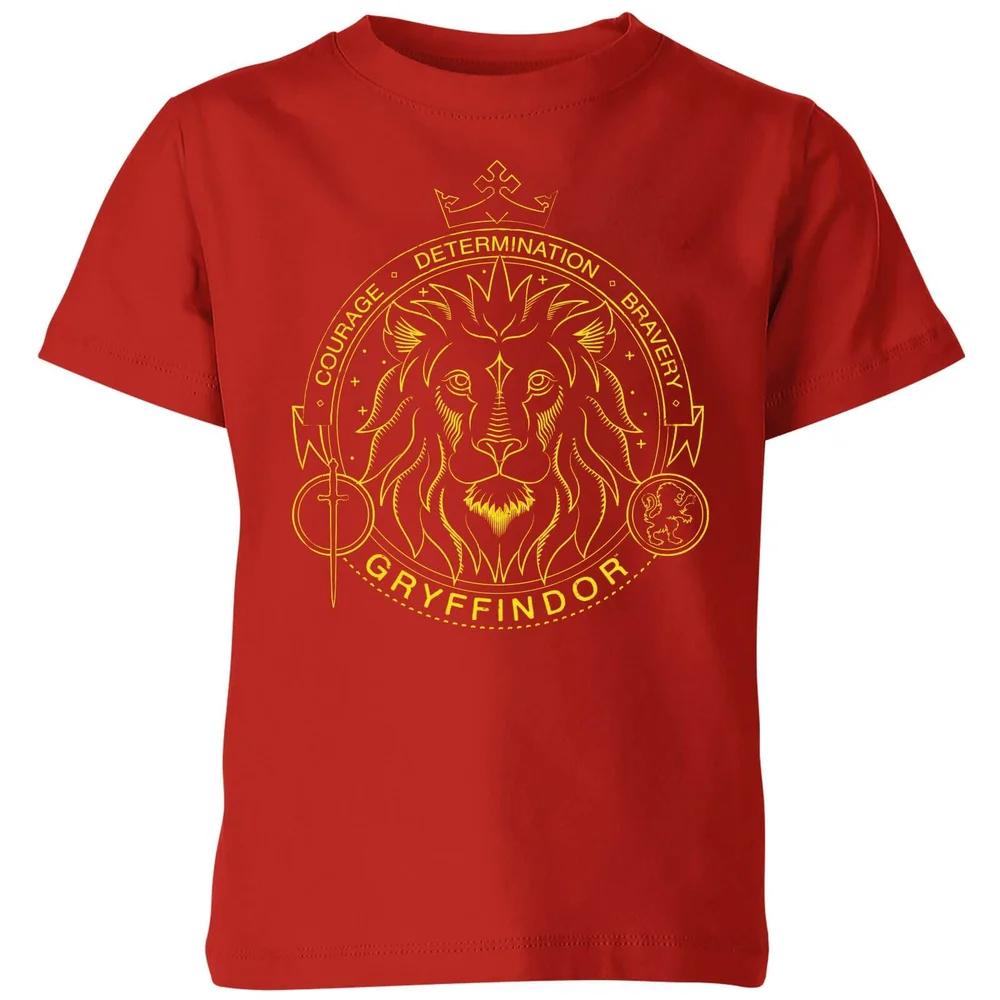 Harry Potter Gryffindor Lion Badge Kids  T-Shirt - Red - 3-4 Years 110
