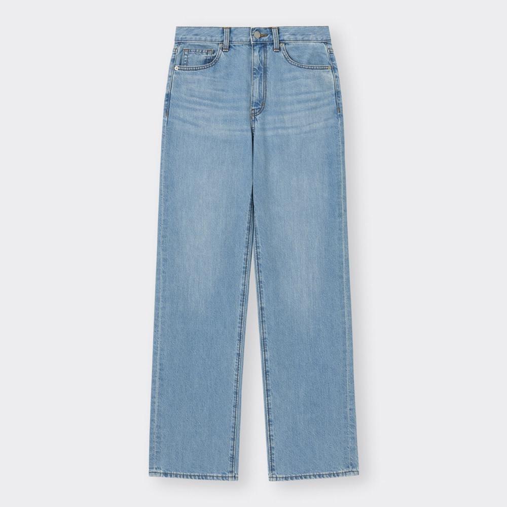 Gu By Uniqlo High Rise Straight Jeans+ec  Long Length 