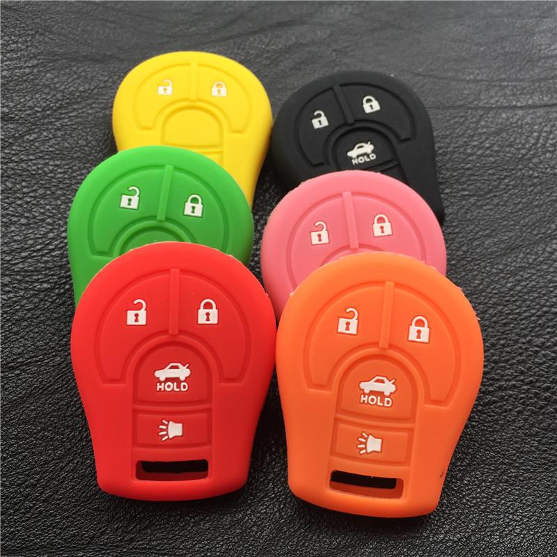 Silicone Rubber Car Key Case For Nissan Maxima Altima Sentra Versa 4 Buttons Smart Key Shell Cover