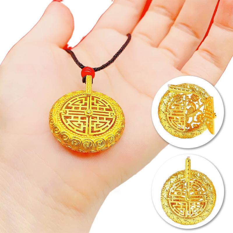 

Vintage Inspired Gold-Plating Hollowed Lucky Can Be Opened Pendant Necklace For Women Sweater Chain Gift Jewelry
