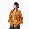 BWKA Unisex Loose-Fit Dopamine Yellow Plaid Shirt Jacket